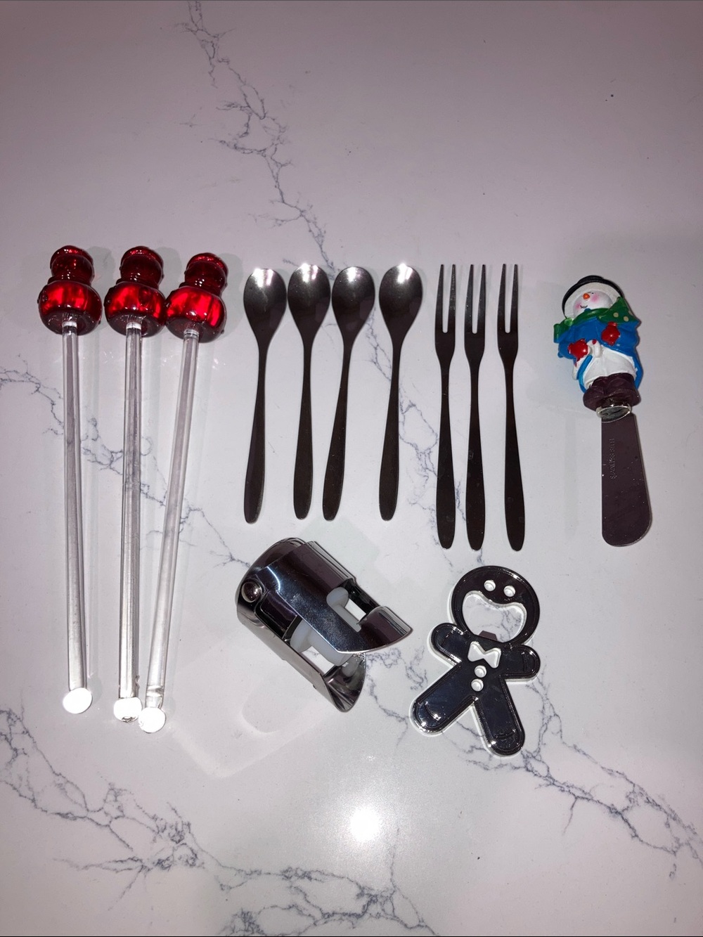 (5/$5) Misc Kitchen Utensils (13PC) - Snowman Stirrers/Spreader, Fondue